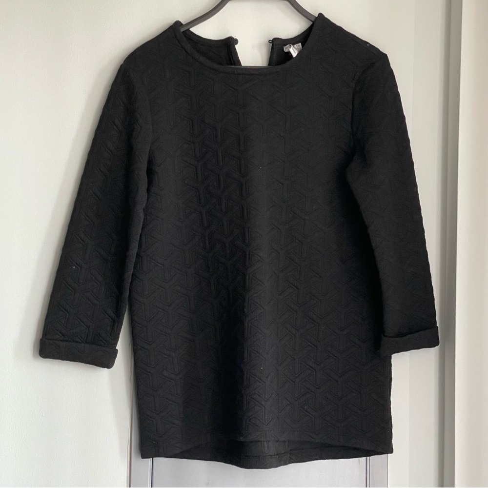JULES & LEOPOLD Black Geometric Pattern 3/4 Sleeve Top